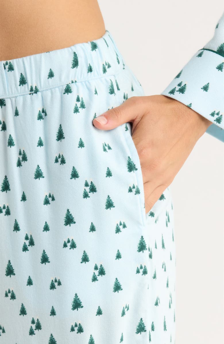 Nordstrom Cozy Cotton Blend Flannel Pajamas, Alternate, color, Blue Festive Tree