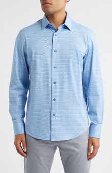 Bugatchi Jimmy OoohCotton® Geo Print Button-Up Shirt