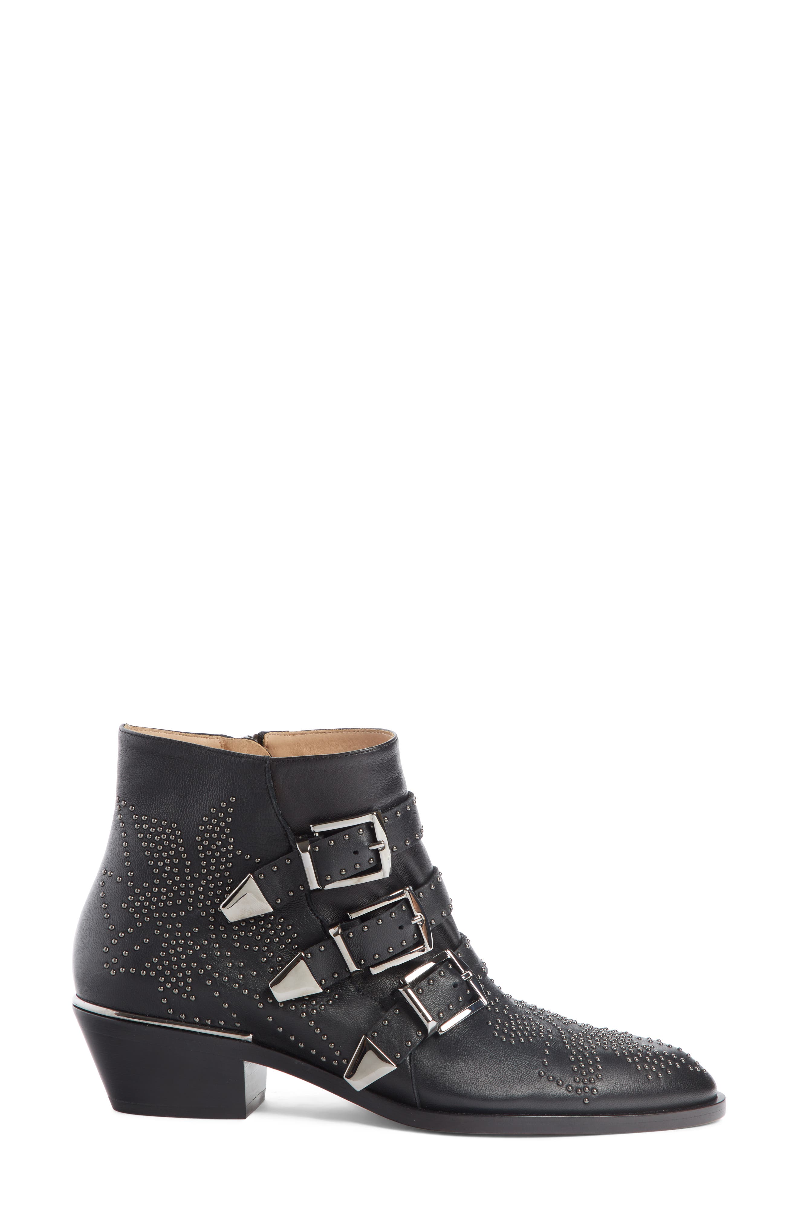 Susanna Stud Buckle Bootie, Alternate, color, BLACK