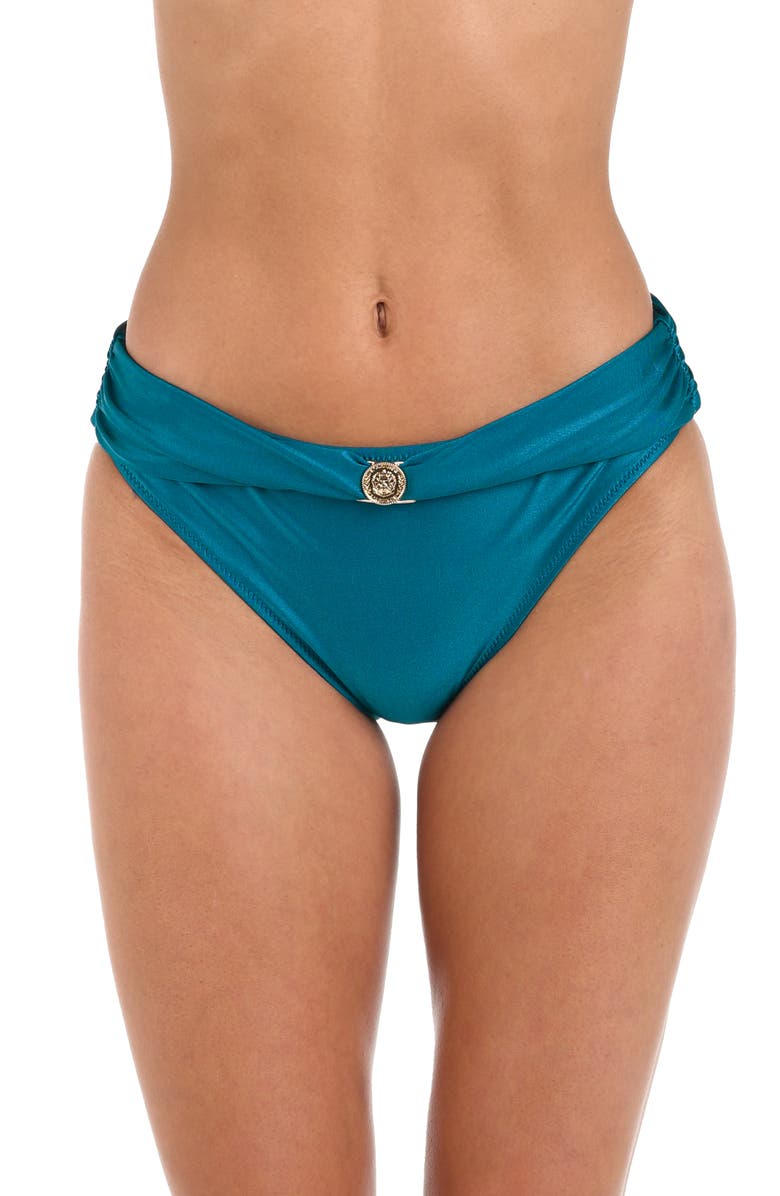 L'AGENCE Miya Foldover Bikini Bottoms, Main, color, Viridian