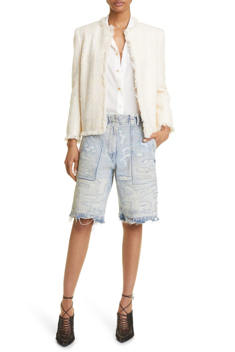 Rip & Repair High Waist Denim Cargo Shorts, Alternate, color, 452-LIGHT BLUE