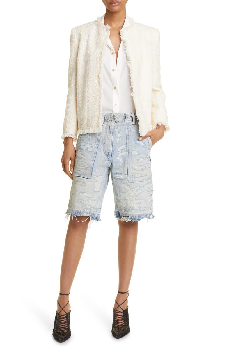 Givenchy Rip & Repair High Waist Denim Cargo Shorts, Alternate, color,