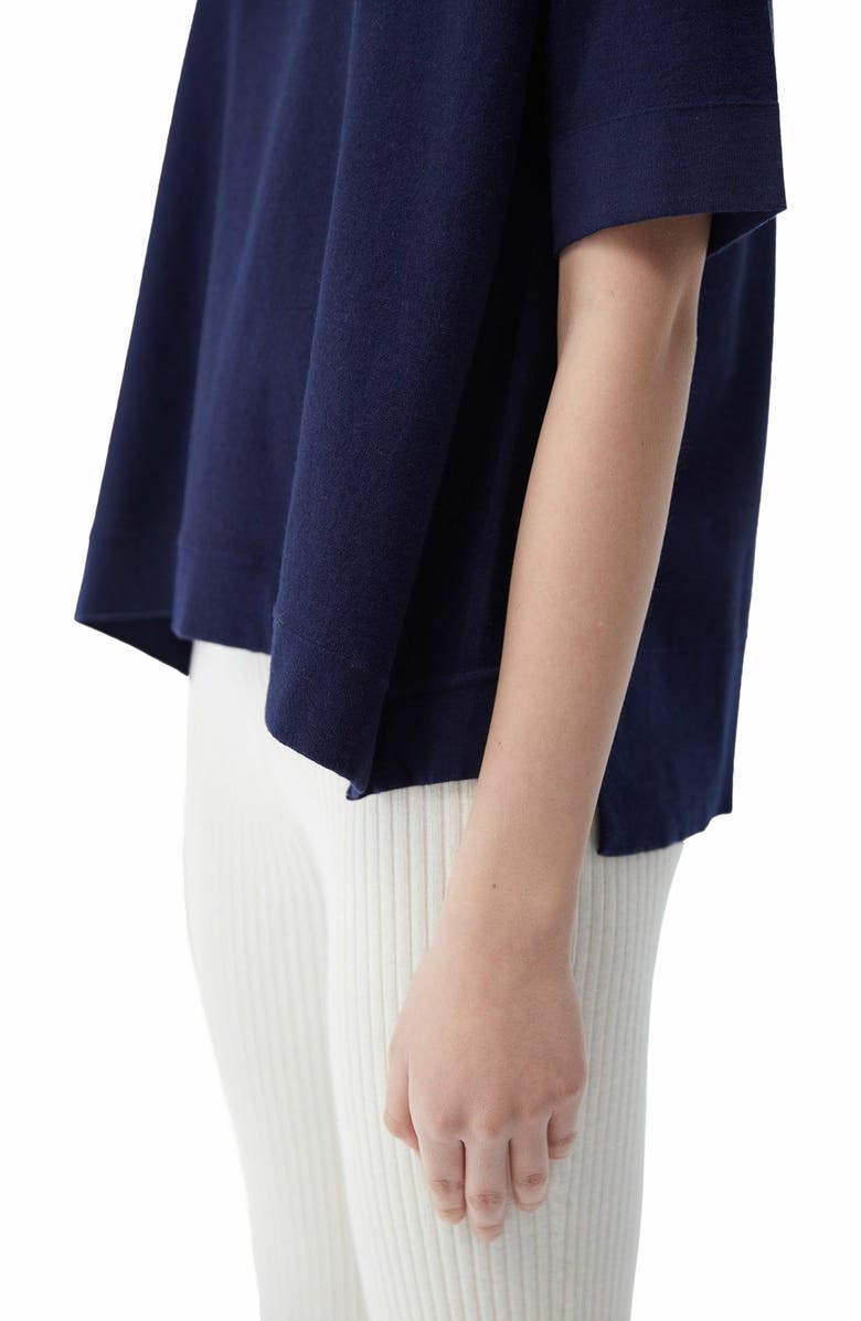 GOBI Mongolian Cashmere Box-Cut Cotton Silk Cashmere Blend T-Shirt, Alternate, color, Navy