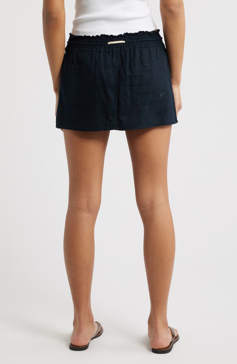 Roxy Oceanside Drawstring Waist Linen Blend Skirt, Alternate, color, Anthracite
