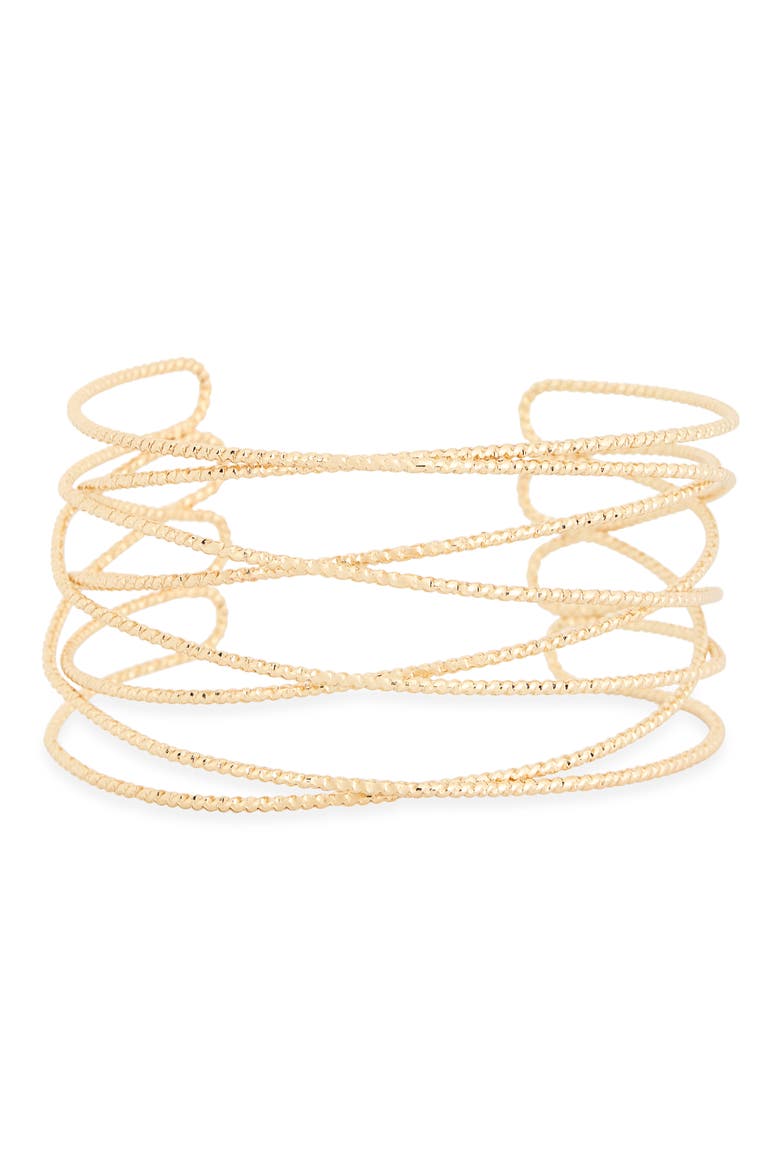 Crisscross Beaded Cuff Bracelet, Main, color, GOLD