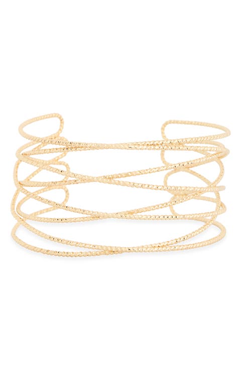 Crisscross Beaded Cuff Bracelet