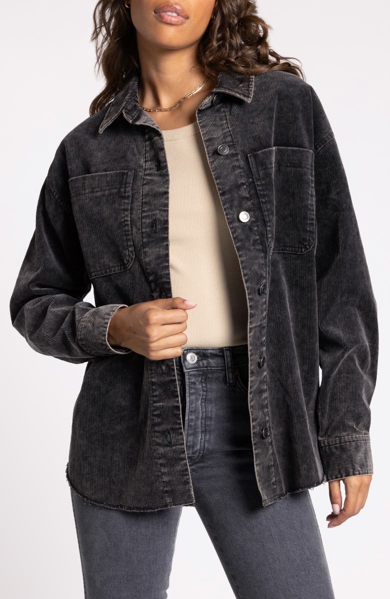 Thread & Supply Jackson Oversize Corduroy Shirt Jacket, Main, color, Washed Black