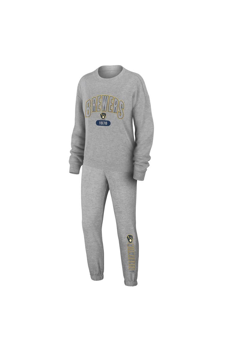 Women's WEAR by Erin Andrews Gray Milwaukee Brewers  Knitted Lounge Set, Main, color, Gray