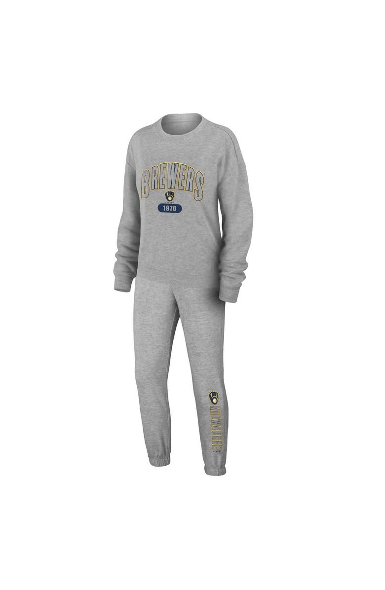WEAR by Erin Andrews Women's WEAR by Erin Andrews Gray Milwaukee Brewers Knitted Lounge Set, Main, color, Gray