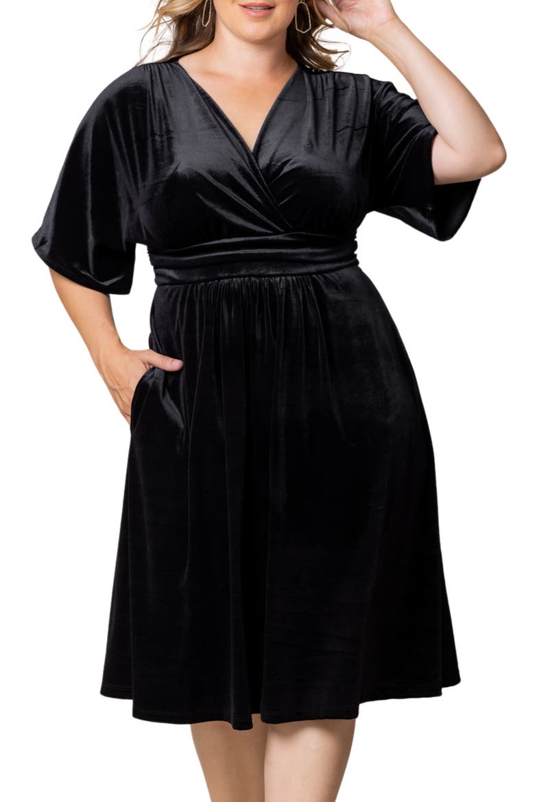 Angelic Velvet Cocktail Dress, Alternate, color, ONYX