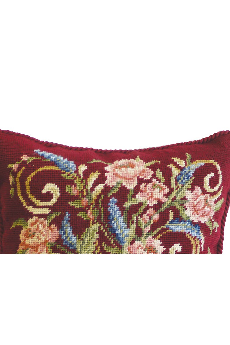 Hydrangea Bouquet Number 2 Needlepoint Accent Throw Pillow, Alternate, color, Red
