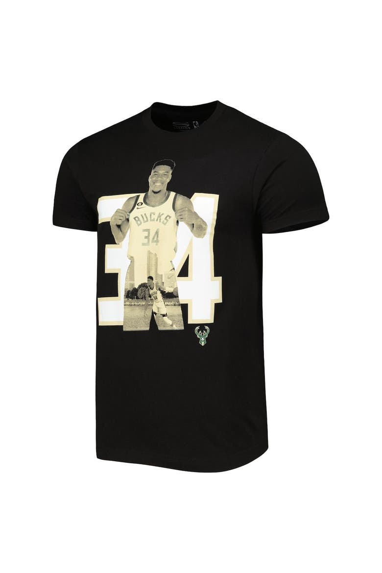 Men's Stadium Essentials Giannis Antetokounmpo Black Milwaukee Bucks Player Metro T-Shirt, Alternate, color, Black