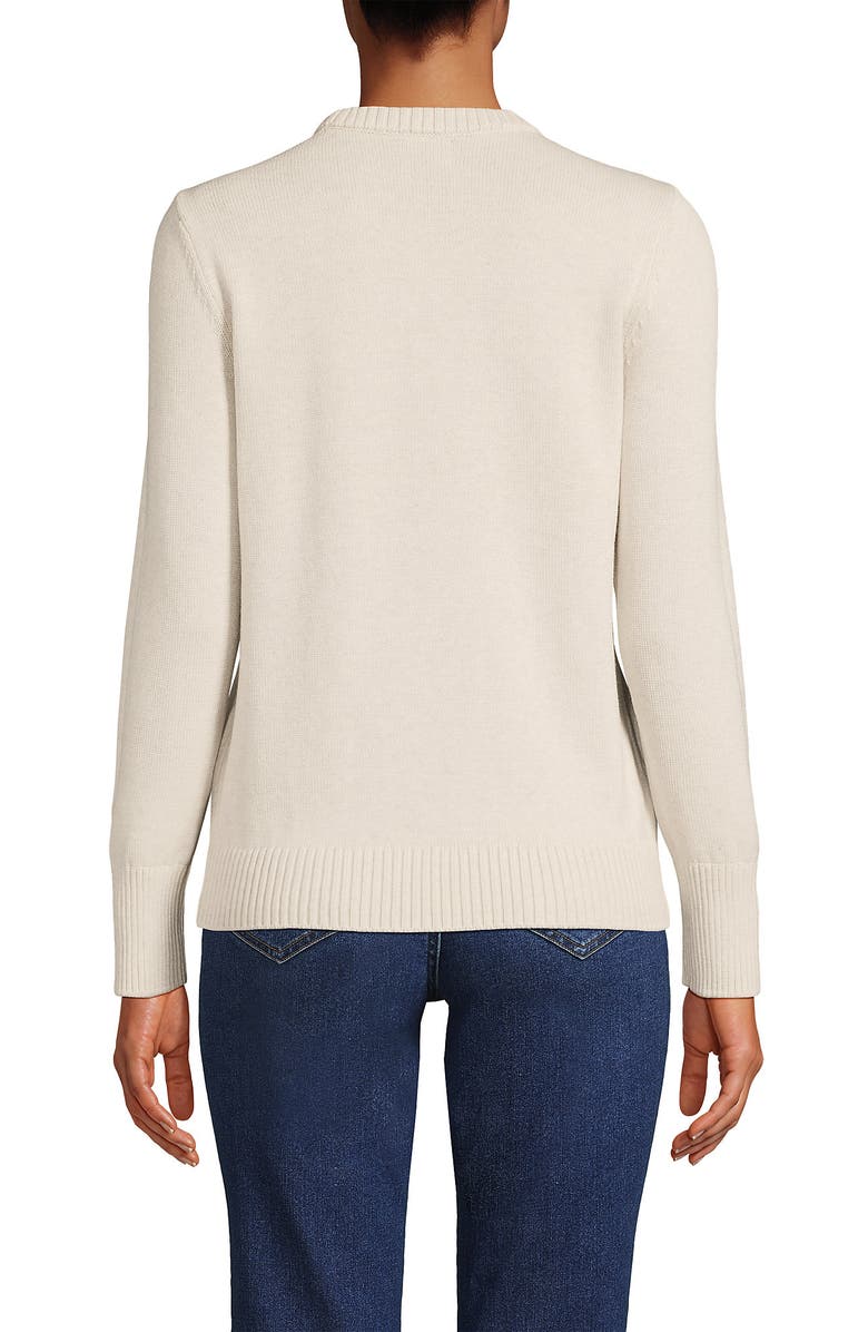 Lands' End Cotton Drifter Crew Neck Sweater - Embroidered, Alternate, color, Oatmeal Heather Flag