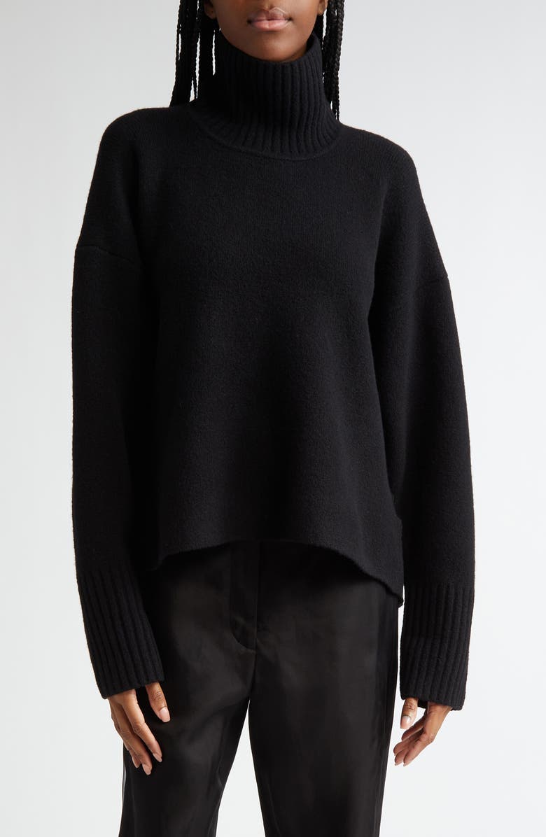Proenza Schouler Sandra Cashmere & Wool Blend Turtleneck Sweater, Main, color, Black