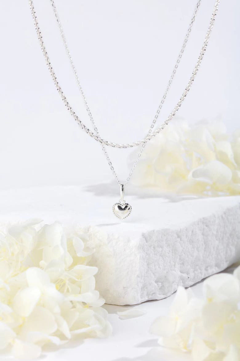 Dainty Sterling Silver Heart Pendant Necklace, Alternate, color, Silver