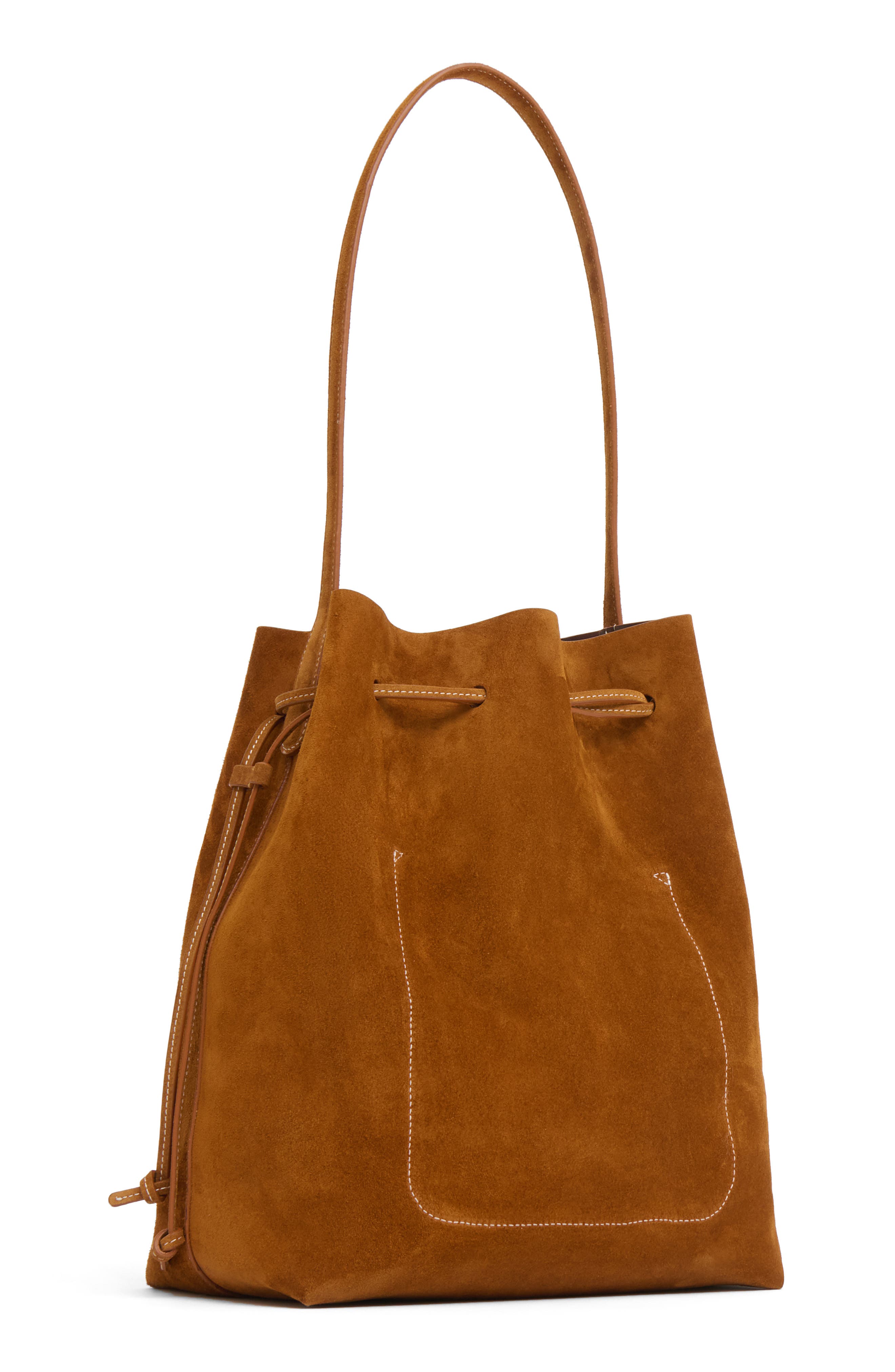 Mansur Gavriel Drawstring Cabas Suede Bucket Bag, Alternate, color, 