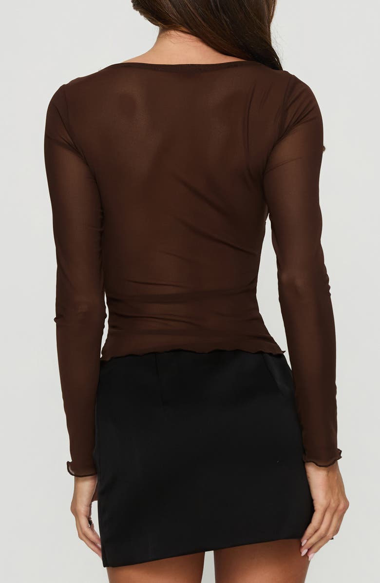 Princess Polly Victoire Mesh Top, Alternate, color, Chocolate