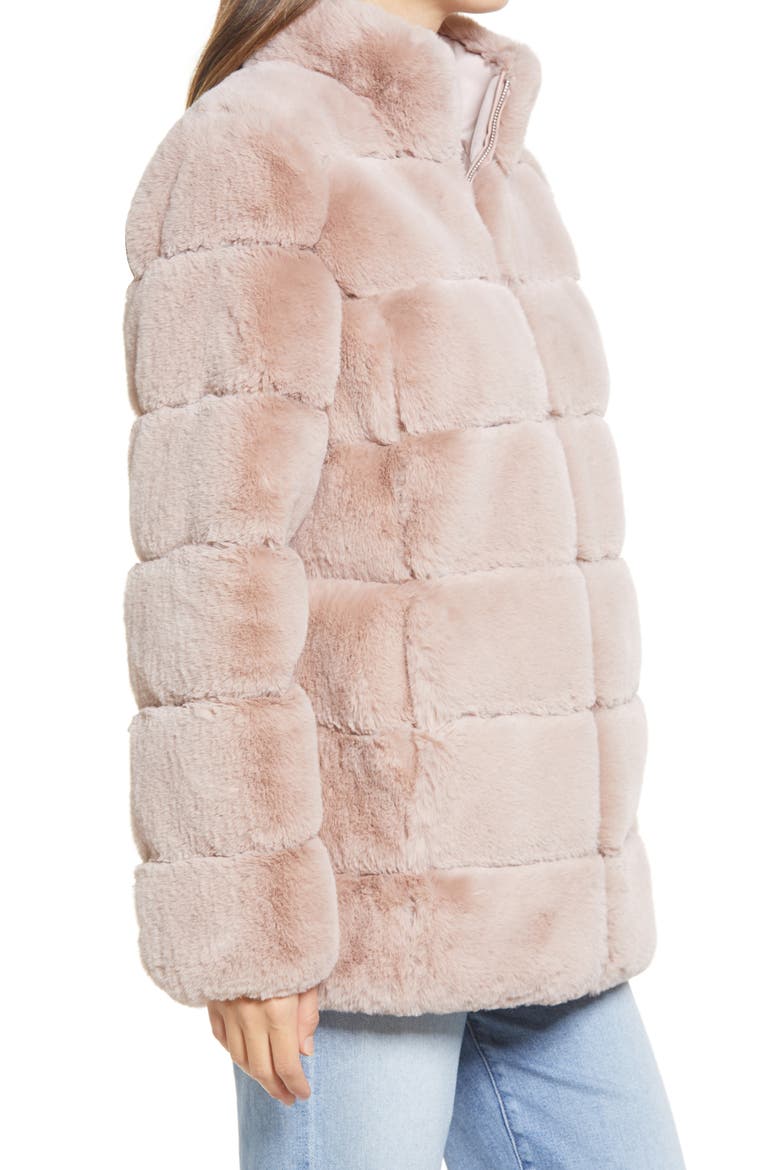 Faux Fur Stand Collar Coat, Alternate, color, BLUSH PINK