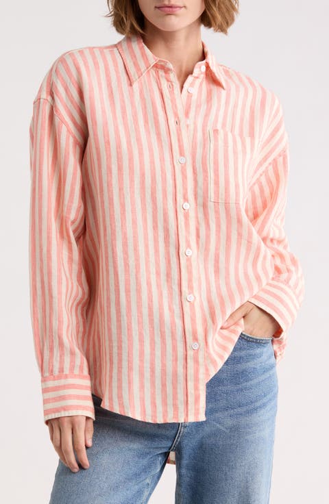 Laguna Stripe Linen Button-Up Shirt