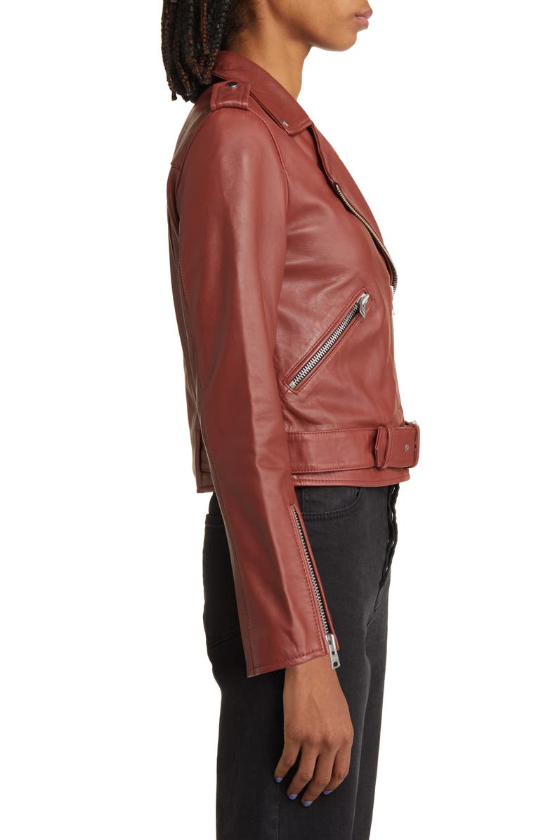 AllSaints Balfern Belted Leather Biker Jacket, Alternate, color,