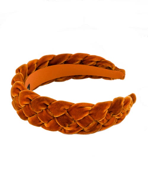 Alexandre De Paris Nocturne Braided Velvet Headband In Orange