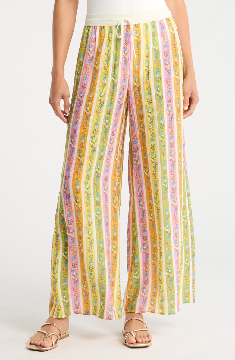 Hutch Riviera Sequin Wide Leg Pants, Main, color, Folksy Floral Stripe Multi