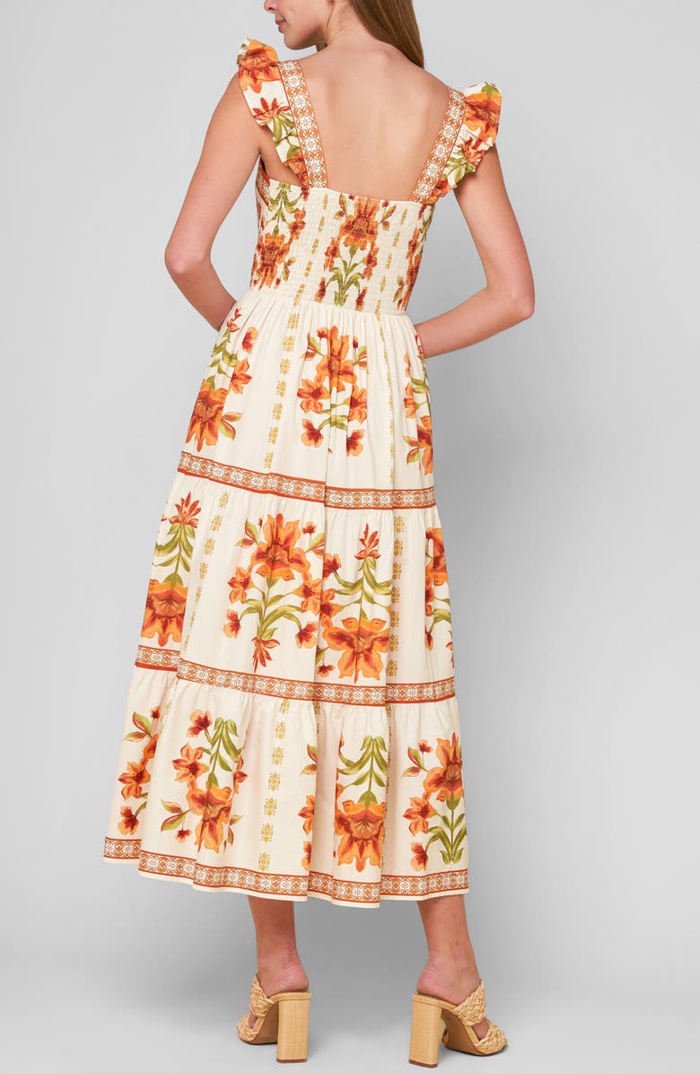 FLYING TOMATO Floral Ruffle Strap Cotton Sundress, Alternate, color, Ivory