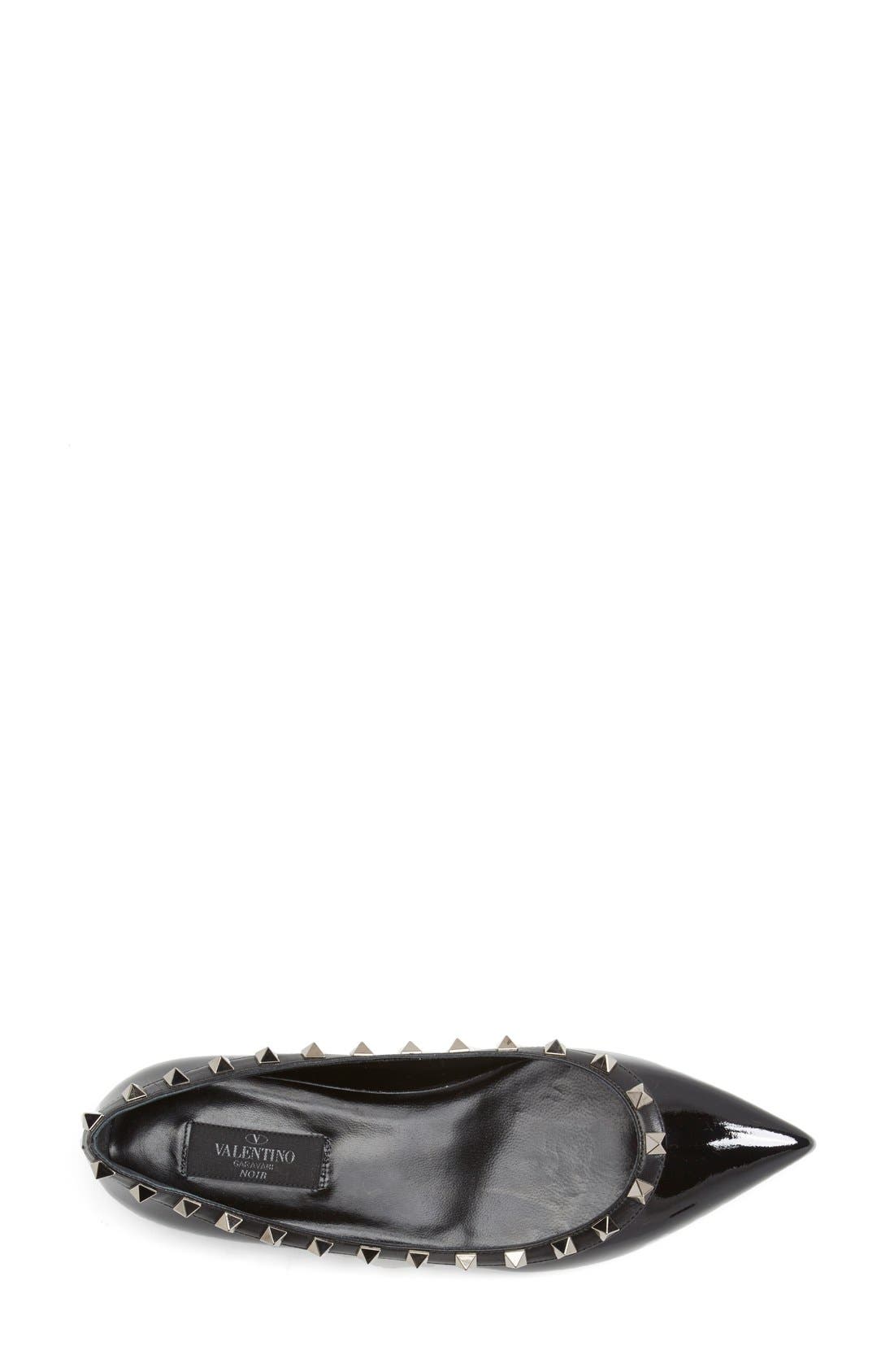 Rockstud Pointed Toe Flat, Alternate, color, BLACK PATENT