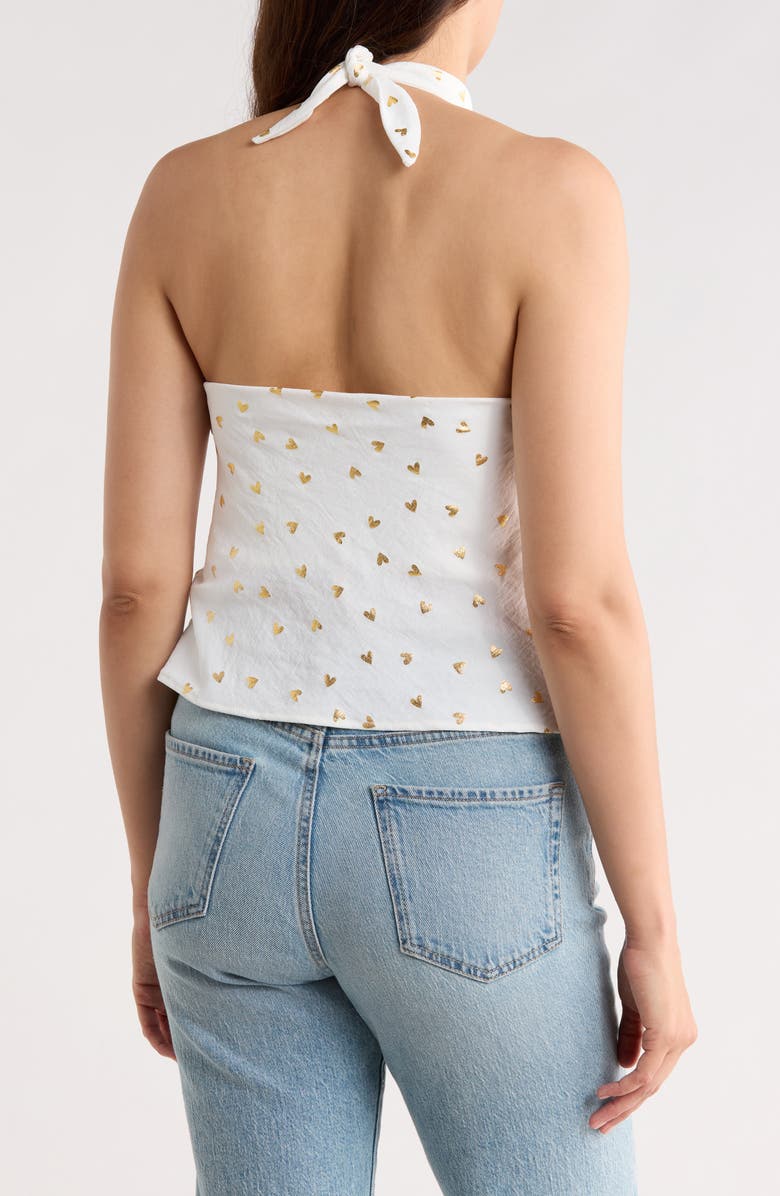 Renee C Heart Print Halter Top, Alternate, color, Ivory