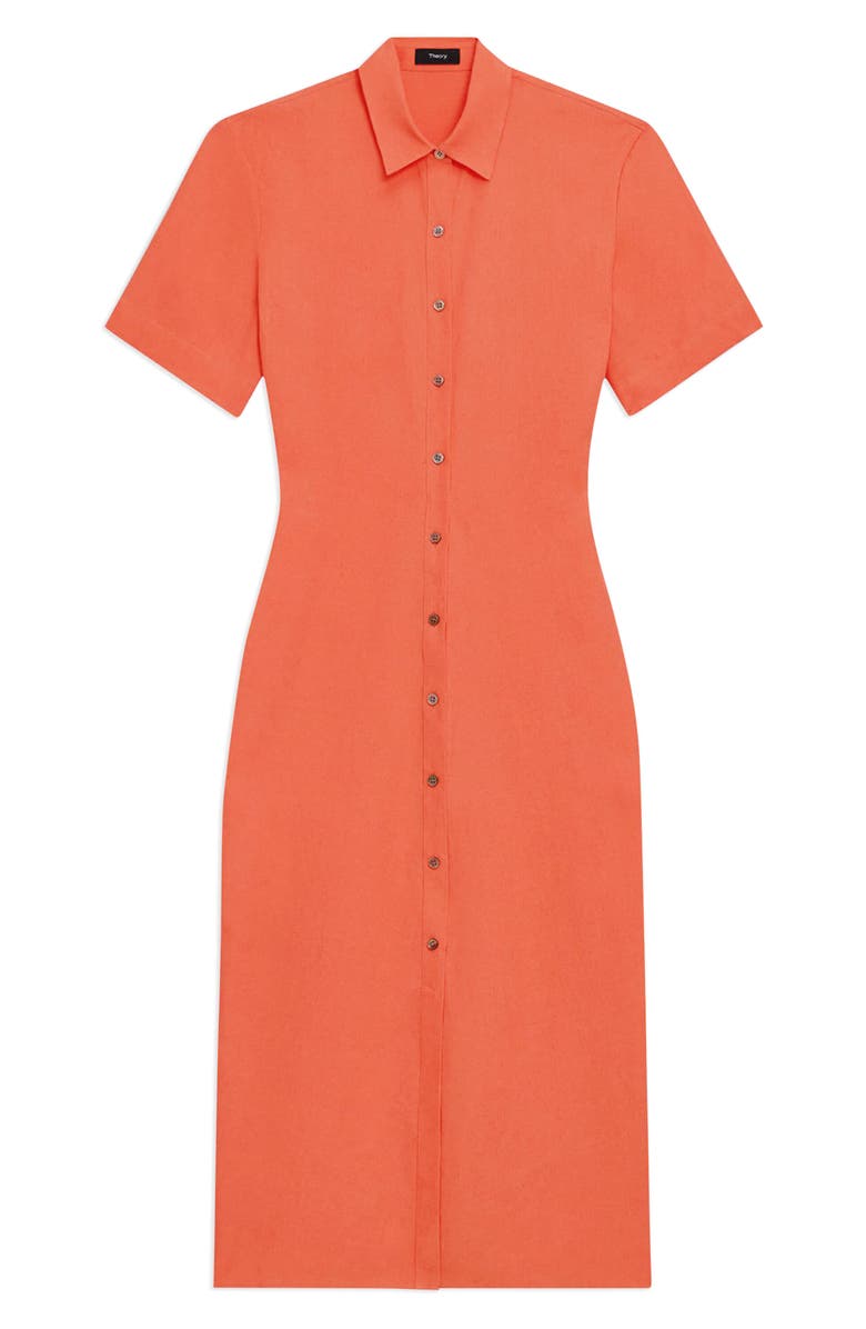 Theory Galena Linen Maxi Shirtdress, Alternate, color, Bright Coral