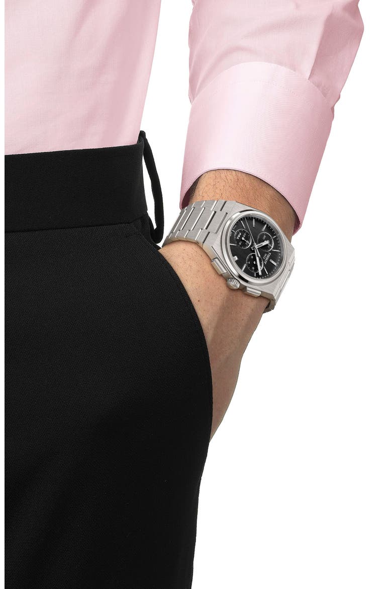 PRX Chronograph Bracelet Watch, 41mm, Alternate, color, BLACK