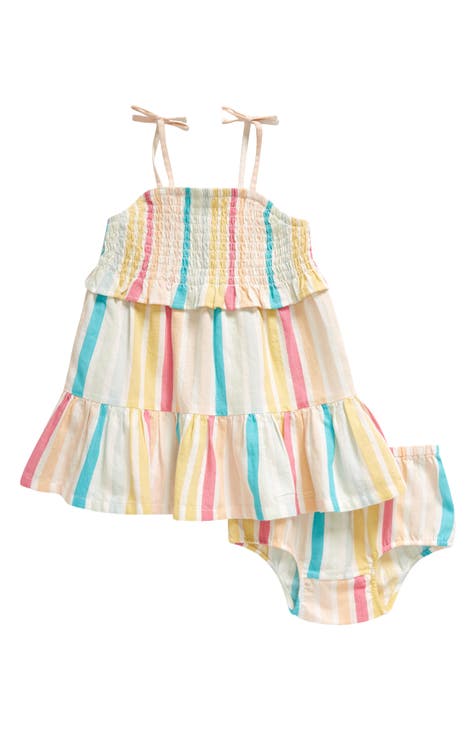 Stripe Smocked Dress & Bloomers (Baby)