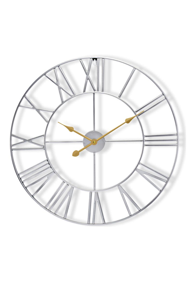 16-Inch Roman Numeral Wall Clock, Main, color, SILVER