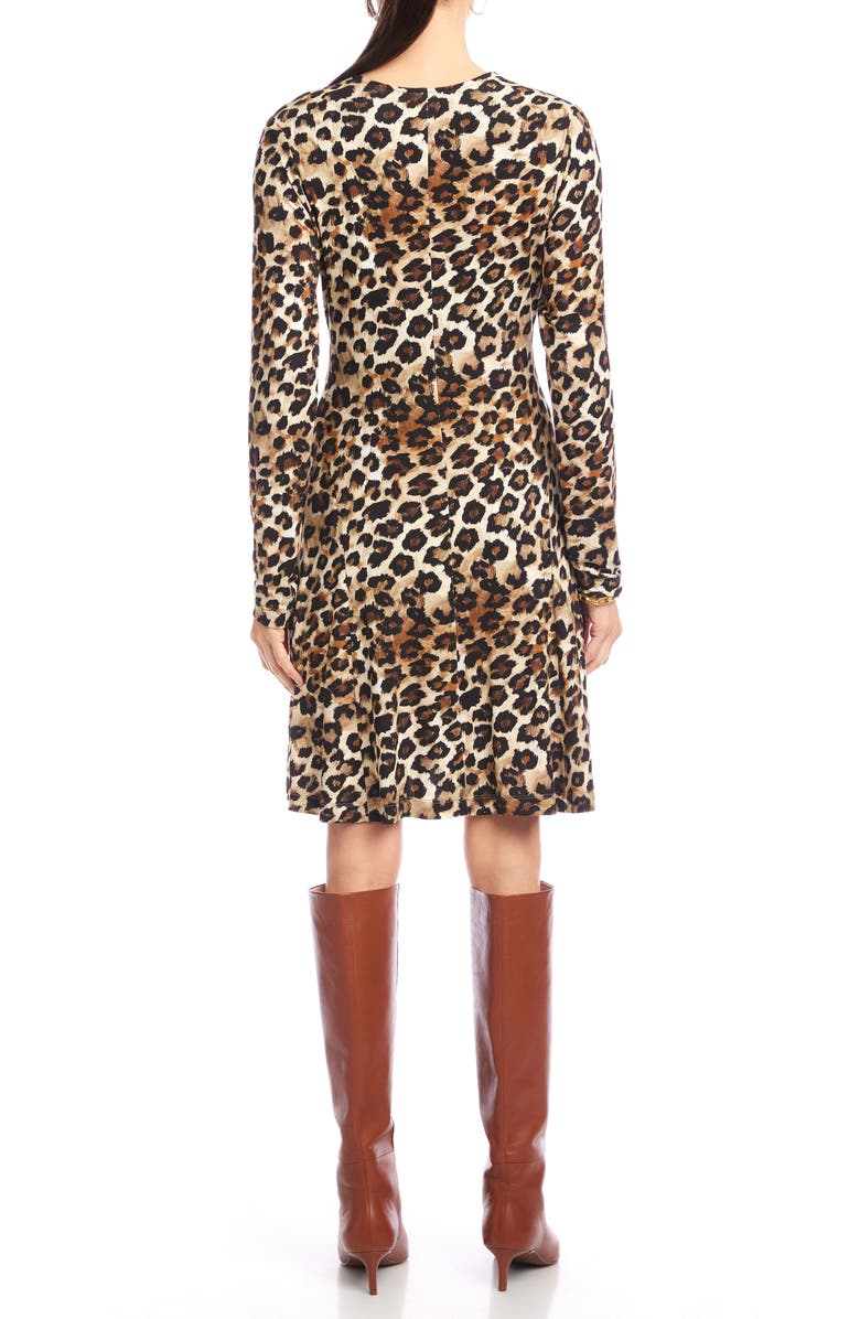 Karen Kane Leopard Print Long Sleeve Fit & Flare Dress, Alternate, color, Leopard
