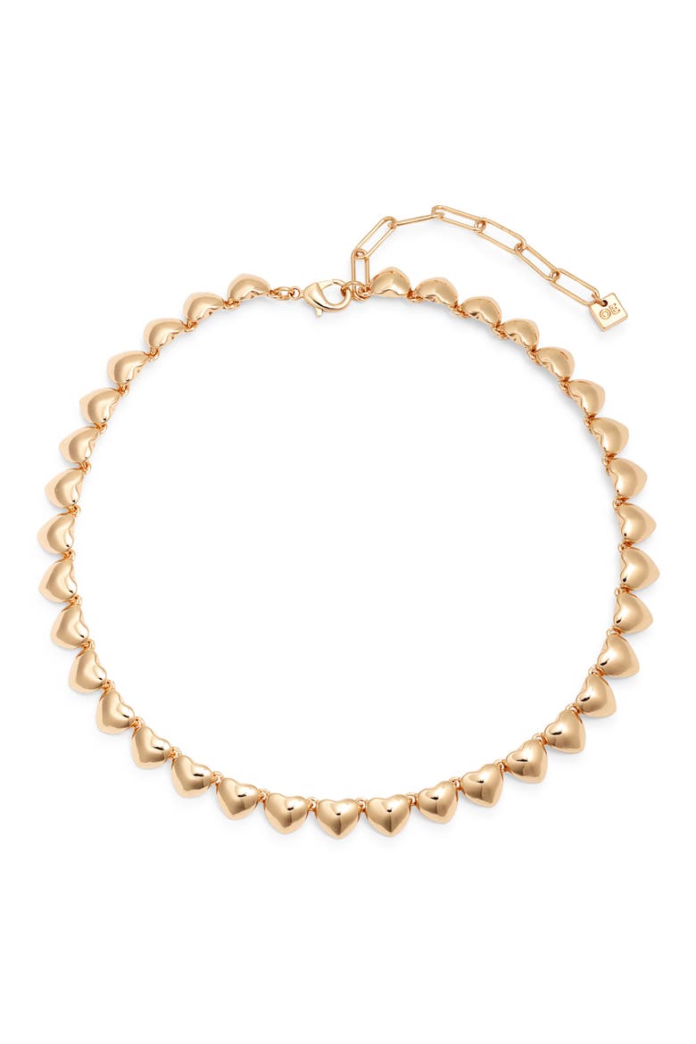 Puffy Heart Collar Necklace, Main, color, GOLD