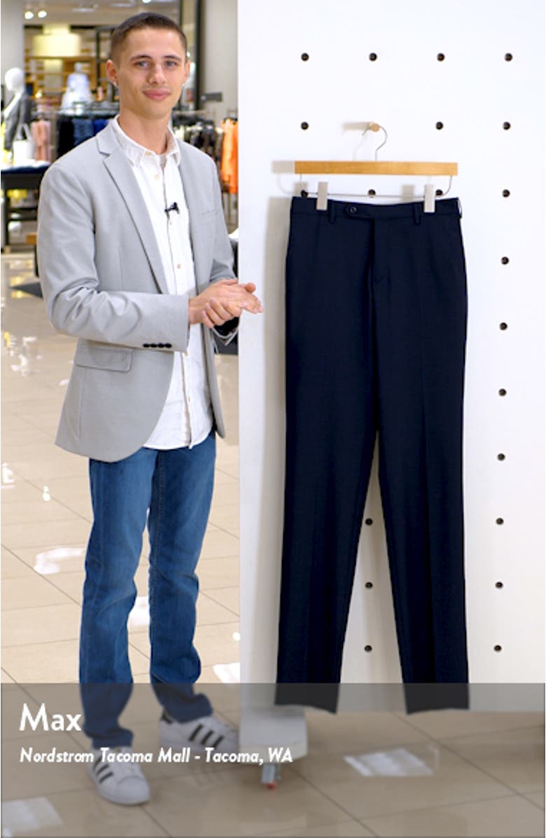 Parker Flat Front Plaid Wool Dress Pants, sales video thumbnail