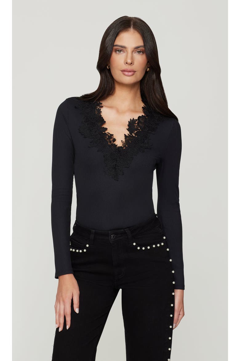 Piper Lace Combo Top, Main, color, Black