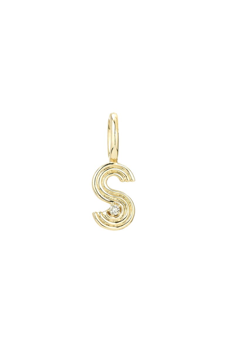 Groovy Diamond Initial Mini Charm Necklace, Alternate, color, YELLOW GOLD - S