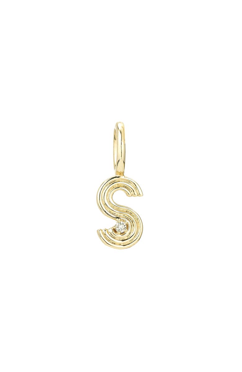 Adina Reyter Groovy Diamond Initial Mini Charm Necklace, Alternate, color, Yellow Gold - S