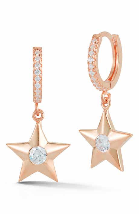 Star Huggie Drop Earrings