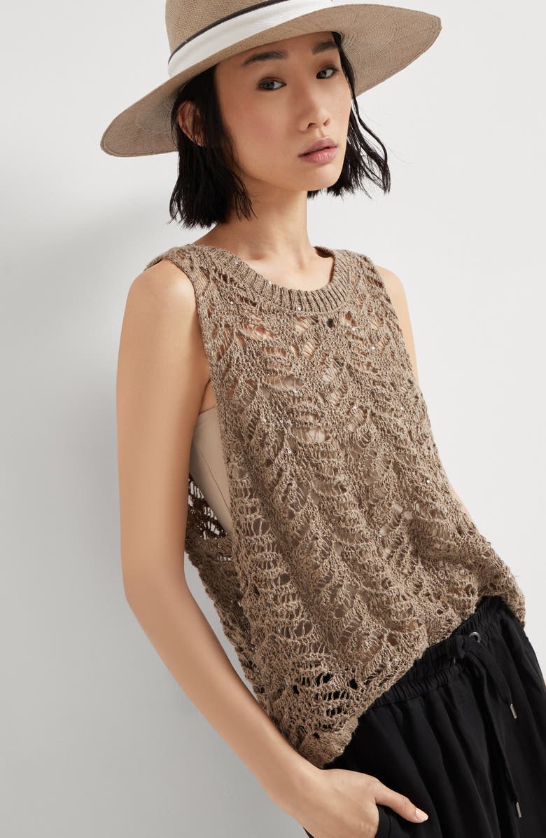 Brunello Cucinelli Foliage Lace top, Alternate, color, 