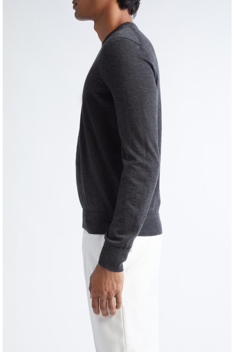 Fine Gauge Cashmere & Silk Crewneck Sweater, Alternate, color, IG680 LIGHT CHARCOAL