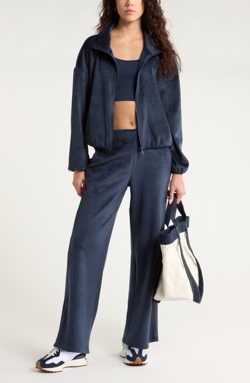 Zella Plush Rib Jacket In Blue