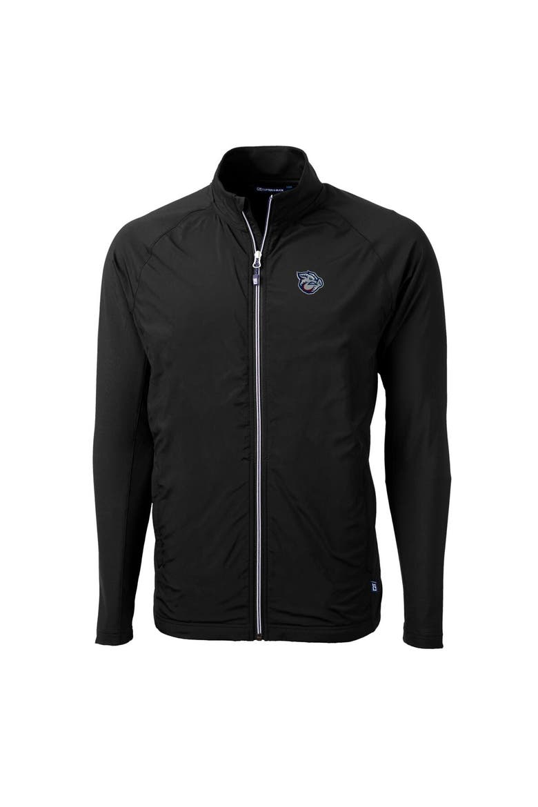 Men's Cutter & Buck  Black Lehigh Valley IronPigs Adapt Eco Knit Hybrid Recycled Full-Zip Jacket, Alternate, color, Black