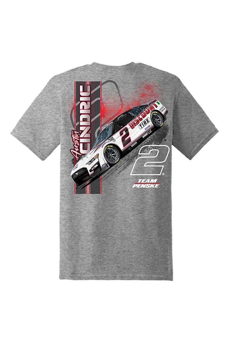 Men's Team Penske Heather Gray Austin Cindric 2023 #2 Discount Tire T-Shirt, Alternate, color, Heather Gray