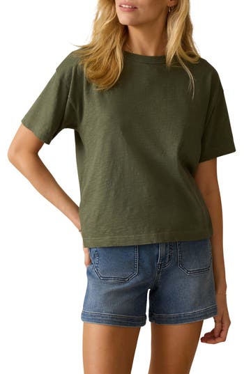 Faherty Stretch Terry Patch Pocket Shorts In Green