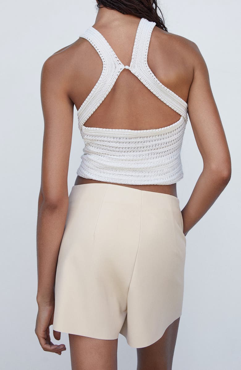 MANGO Pleated Faux Leather Shorts, Alternate, color, 