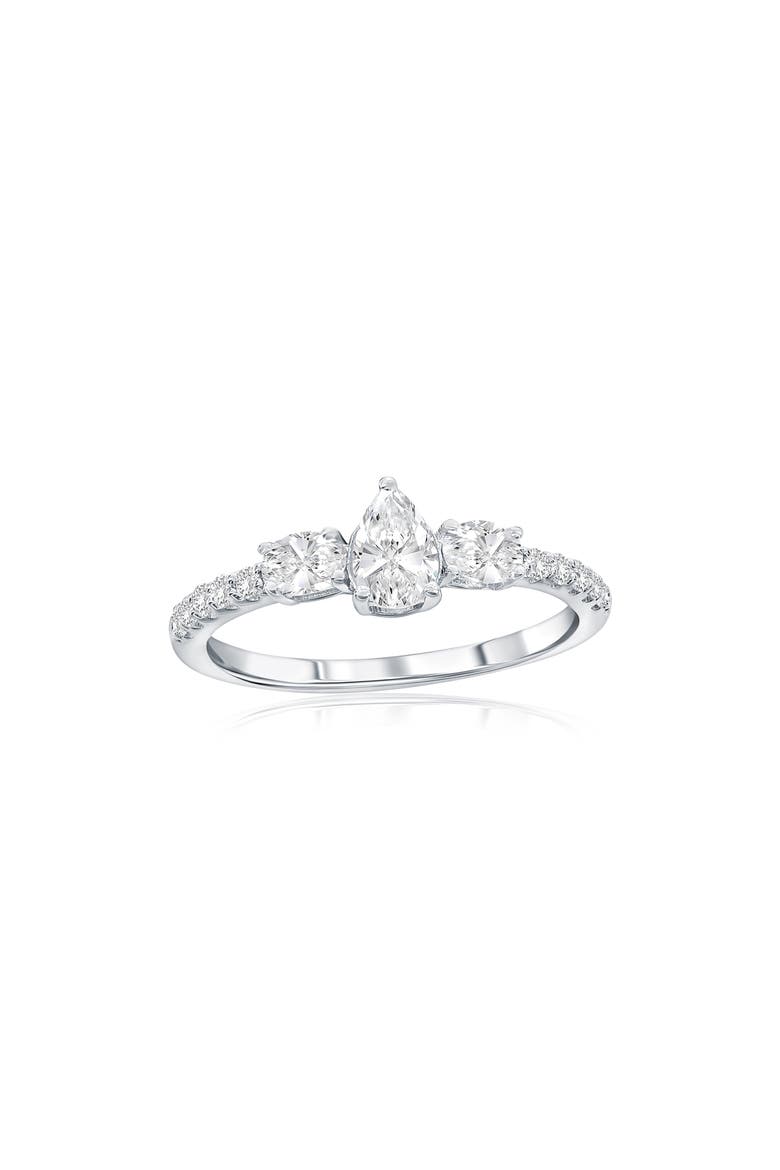 Pear & Oval Cubic Zirconia Ring, Main, color, SILVER