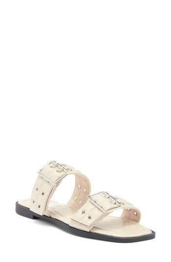 Wild Diva Lounge Belize Buckle Strap Slide Sandal In Bone