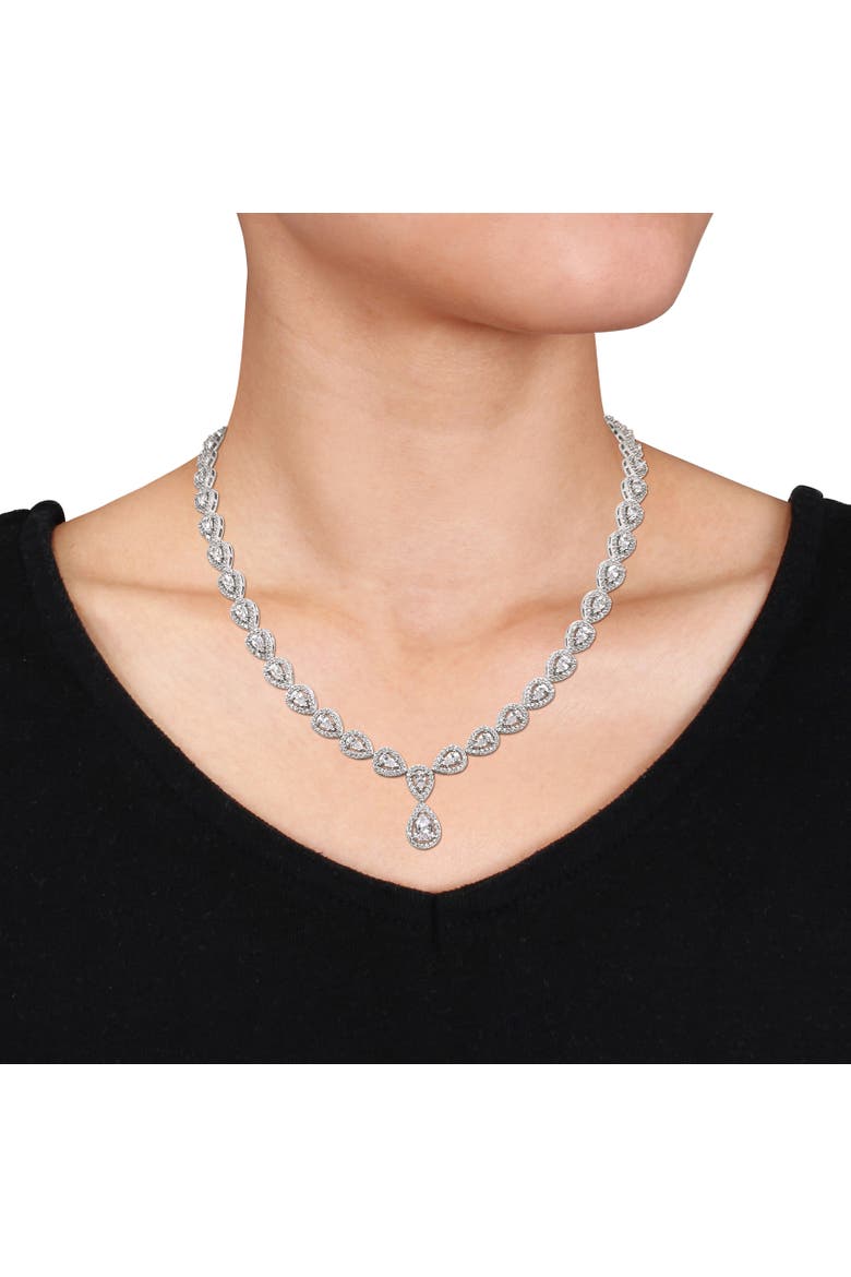 Cubic Zirconia Teardrop Necklace, Alternate, color, Sterling Silver